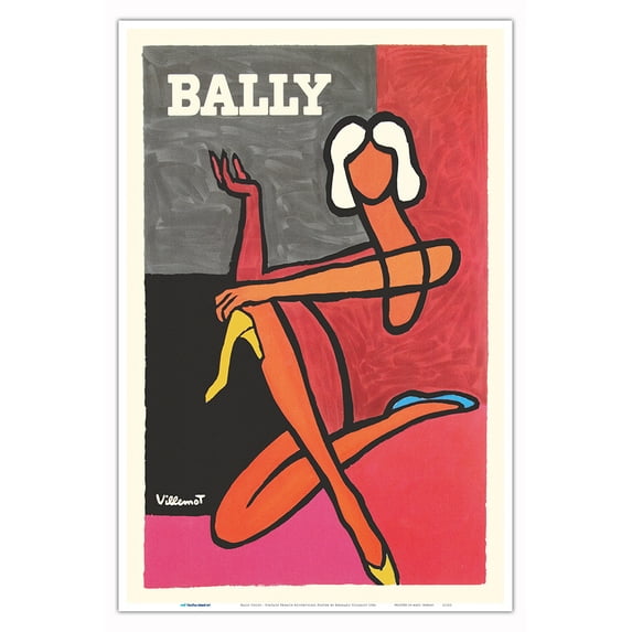 Bally Shoes - Vintage French Advertising Poster by Bernard Villemot c.1986 - Master Art Print (Unframed) 12in x 18in