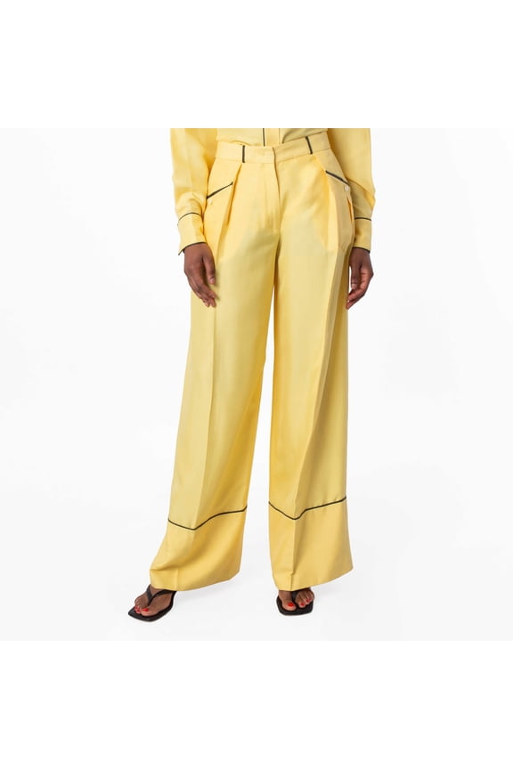 Silk Wide-Leg Tailored Trousers, Brand Size 40 ( US Size 4 )