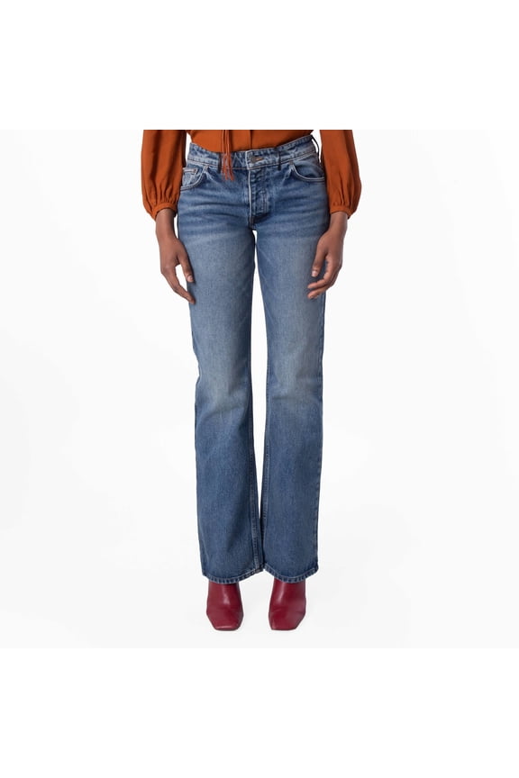 Wide-Leg Denim Jeans, Waist Size 25"