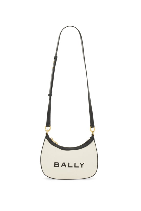 Women's Curved Logo Shoulder Bag With Adjustable Strap Neutrals