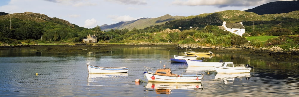 Ballycrovane County Cork Ireland Boats In Harbour Canvas Art - The Irish Image Collection Design Pics (44 x 15)