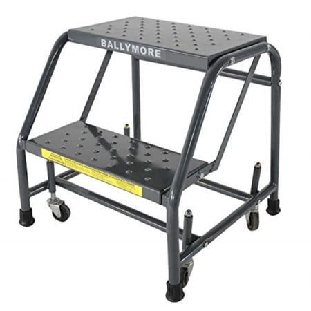 Ballymore 19 in H Steel Rolling Ladder, 2 Steps, 450 lb Load Capacity 218PSU