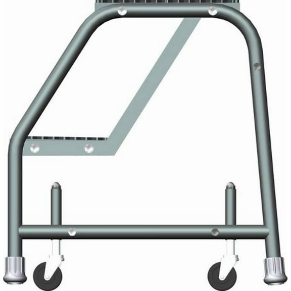 Ballymore 218XSU Steel Standard Rolling Ladder with Spring Loaded Casters Without Handrails, Expanded Metal Tread, Assembled, OSHA/ANSI Standard, 2 Steps, 16" Step Width, 10" Top Step Deep, Gray