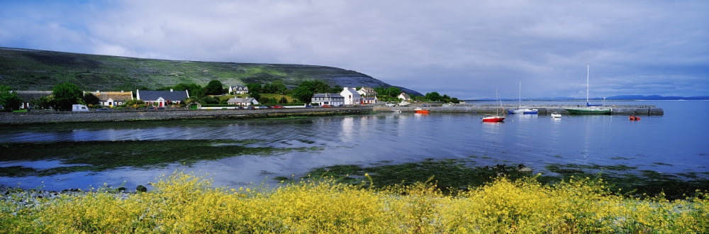 Ballyvaughan Co Clare Ireland Small Harbour Village Located On The South Shores Of Galway Bay Canvas Art - The Irish Image Collection Design Pics (44 x 15)