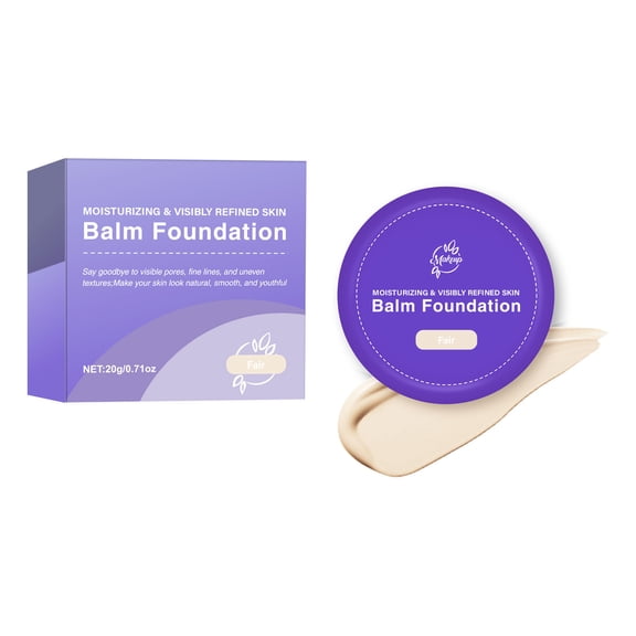 Balm Foundation for Mature Skin, Tattoo Cover up, Hydrating Full Coverage & Satin Glow, Long-Lasting & Waterproof for All Skin Types, Portable 20g(Fair)