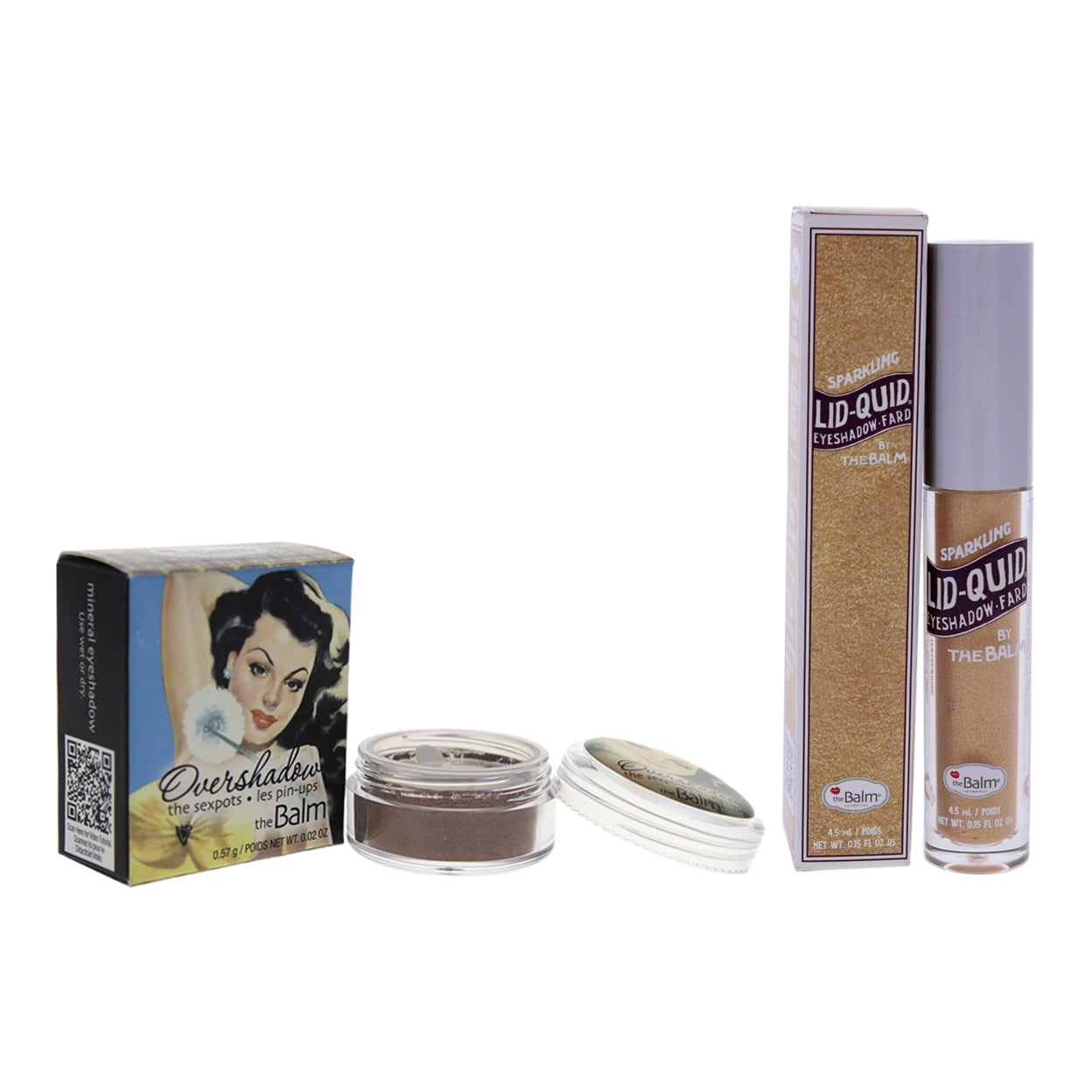the Balm Overshadow Shimmering All-Mineral Eyeshadow and Lid-Quid Sparkling Liquid Eyeshadow 2 Pc Kit - 0.02 oz Eye Shadow - If yure Rich, Im Single, 0.15 oz Eye Shadow - Champagne