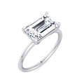 thumbnail image 1 of Balma - East To West Emerald Cut Moissanite Lab- Diamond Solitaire Engagement Ring with Thin Band, 1 of 5