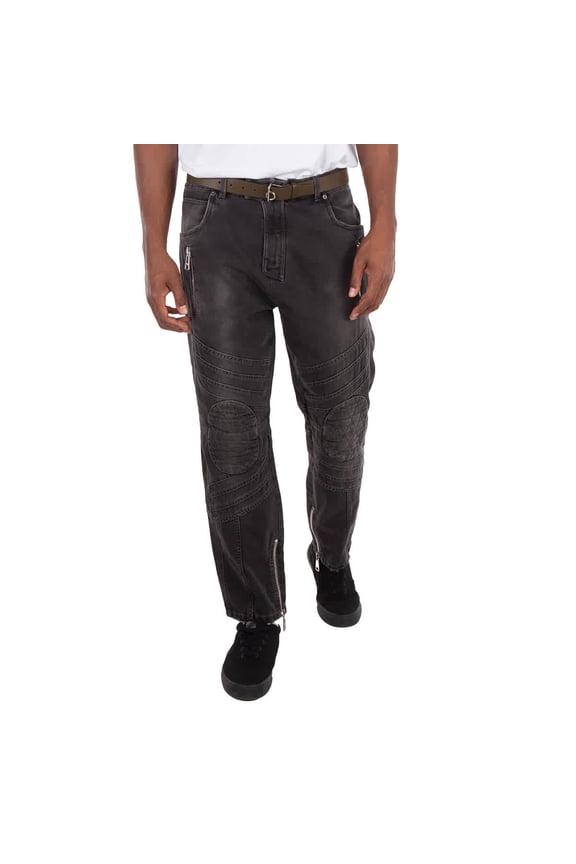 Biker Mid-Rise Denim Jeans, Waist Size 30"