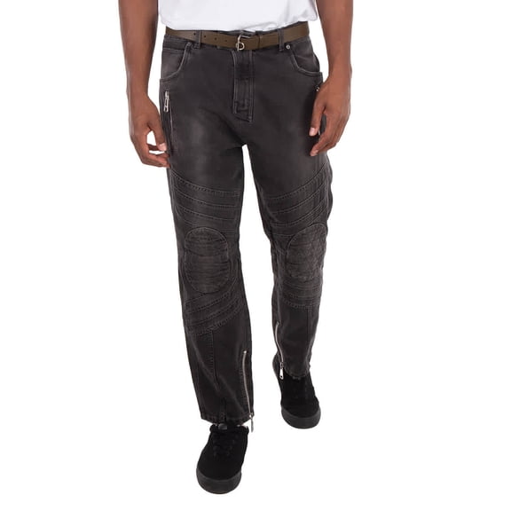 Balmain Biker Mid-Rise Denim Jeans, Waist Size 32"
