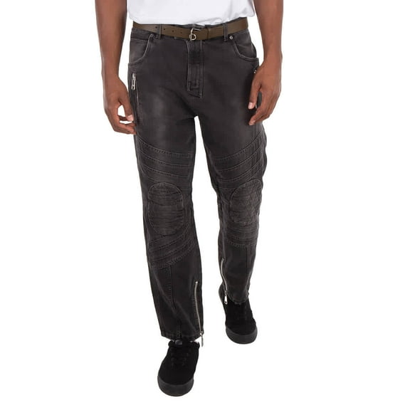 Balmain Biker Mid-Rise Denim Jeans, Waist Size 34"