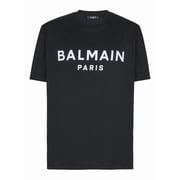 Balmain Black Bold Typography Cotton T-Shirt Mens