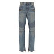 Balmain Blue Ribbed Detail Five-Pocket Jeans Men's