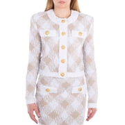 Balmain Check Pattern Tweed Jacket, Brand Size 36 US Size 4