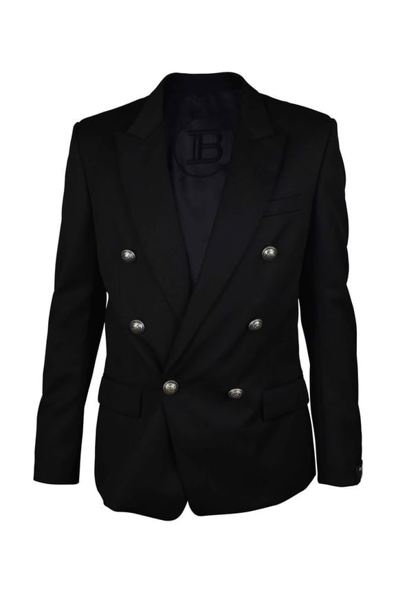 Double-Breasted Wool Blazer With Silver Accents (Men's)