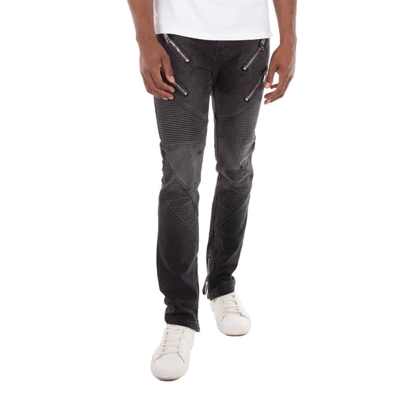 Balmain Faded Denim Biker Jeans, Waist Size 29"