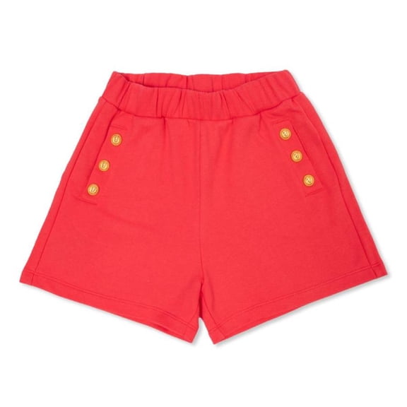 Balmain Girls Embossed-Buttons Cotton Shorts, Size 6Y