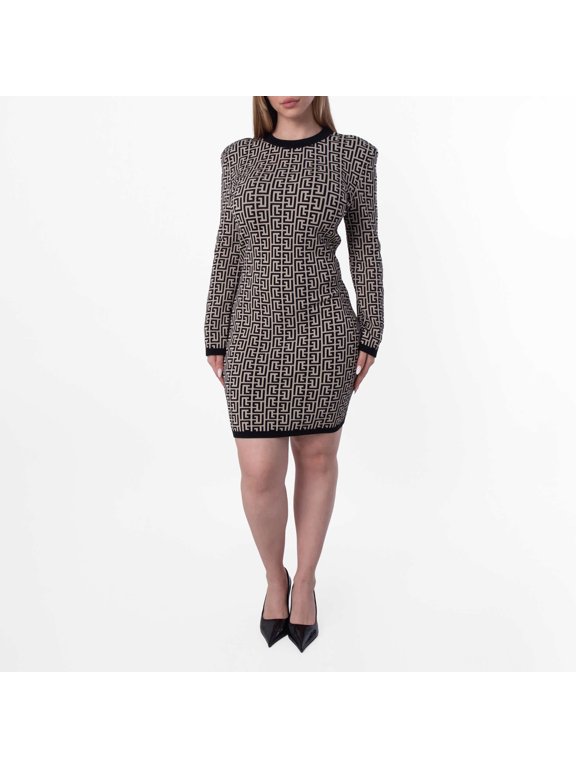 Jacquard Monogram Mini Dress, Brand Size 40 (US Size 8)