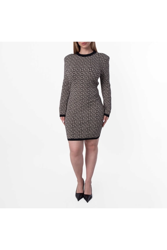 Jacquard Monogram Mini Dress, Brand Size 40 (US Size 8)