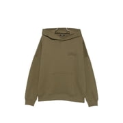 Balmain Khaki Green Cotton Jersey Hoodie With Floral Logo Print Mens