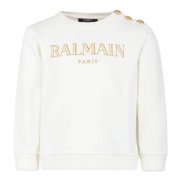 Balmain Kids Logo Embroidered Button-Detail Sweatshirt, Size 8Y