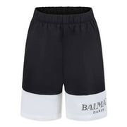 Balmain Kids Logo Print Swim Shorts, Size 10Y