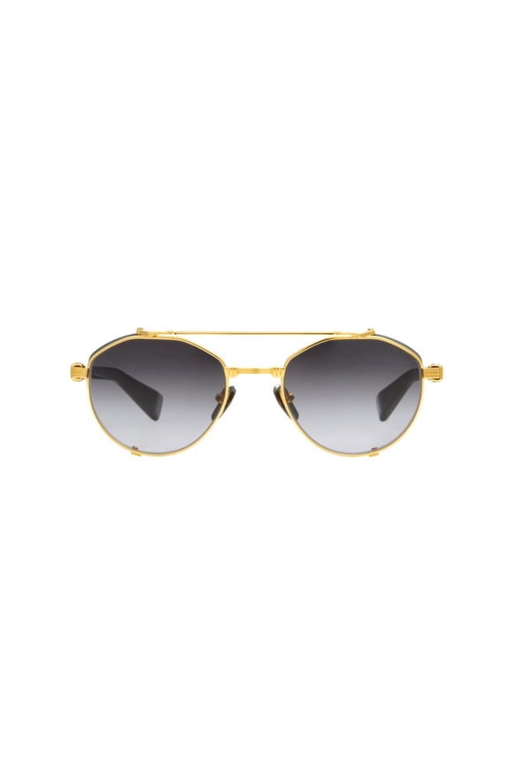 Men's Brigade - Iv Aviator-Style Gradient Gray Sunglasses Gold