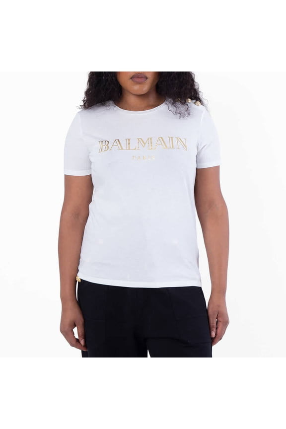 Paris Logo Cotton T-Shirt, Size Medium