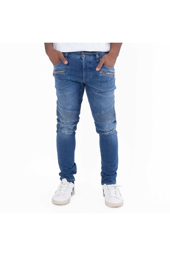 Ribbed-Detail Skinny Jeans, Waist Size 32"