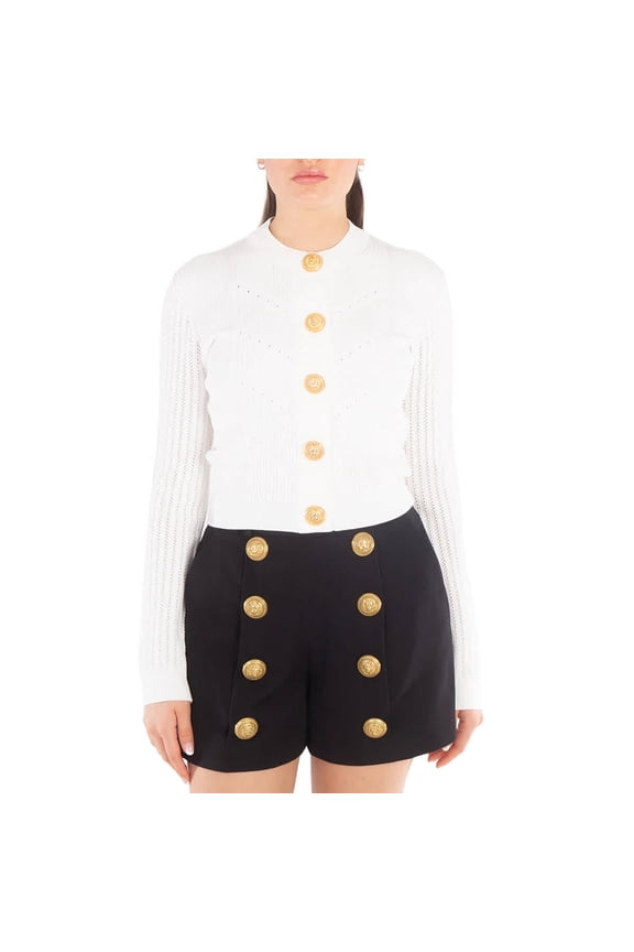 Ribbed-Knit Cropped Cardigan, Brand Size 38 (US Size 6)