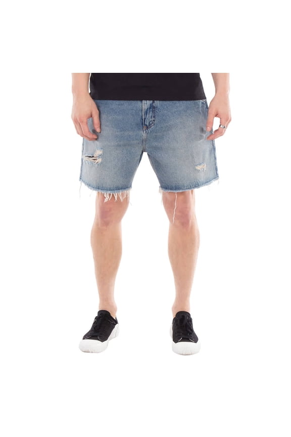 Ripped Cotton Denim Jean Shorts, Waist Size 29"