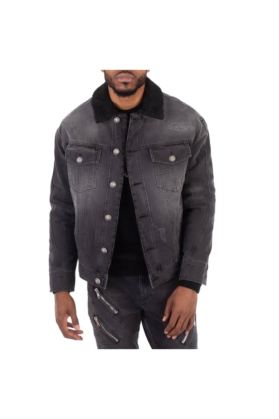 Shearling-Lining Denim Jacket, Brand Size 46 (US Size 36)