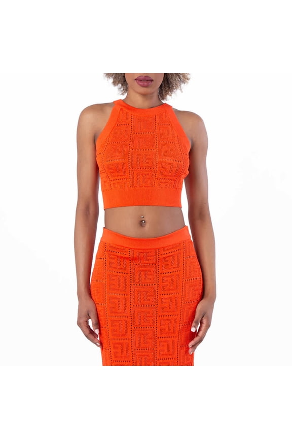 Sleeveless Monogram Mesh Top, Brand Size 36 (US Size 4)