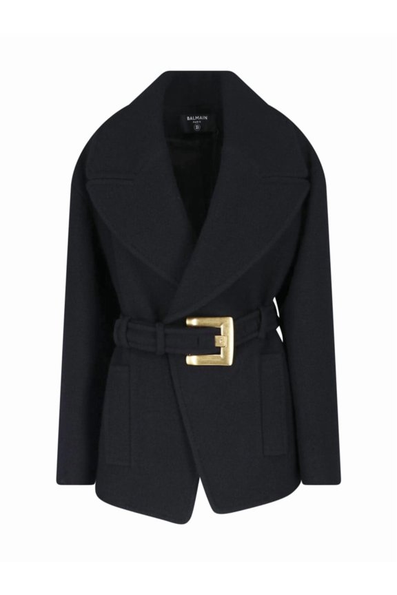 Tailored Virgin Wool Coat With Oversized Buckle Detail (Women's)