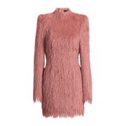Balmain Textured Pink Mini Dress With Structured Shoulders Women's