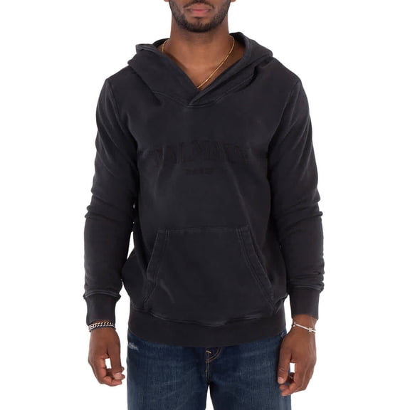 Balmain V-Neck Cotton Hoodie, Size Medium