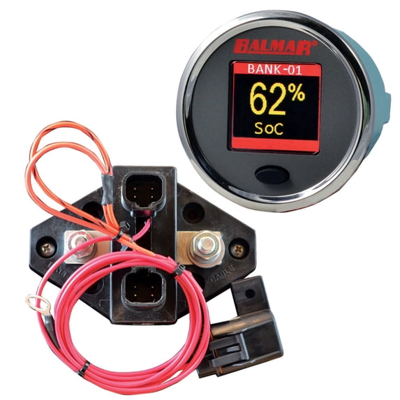 8" Black, Red, and Blue Balmar SG200 Battery Monitor Kit with Display Shunt and 10M Cable 12-48 VDC