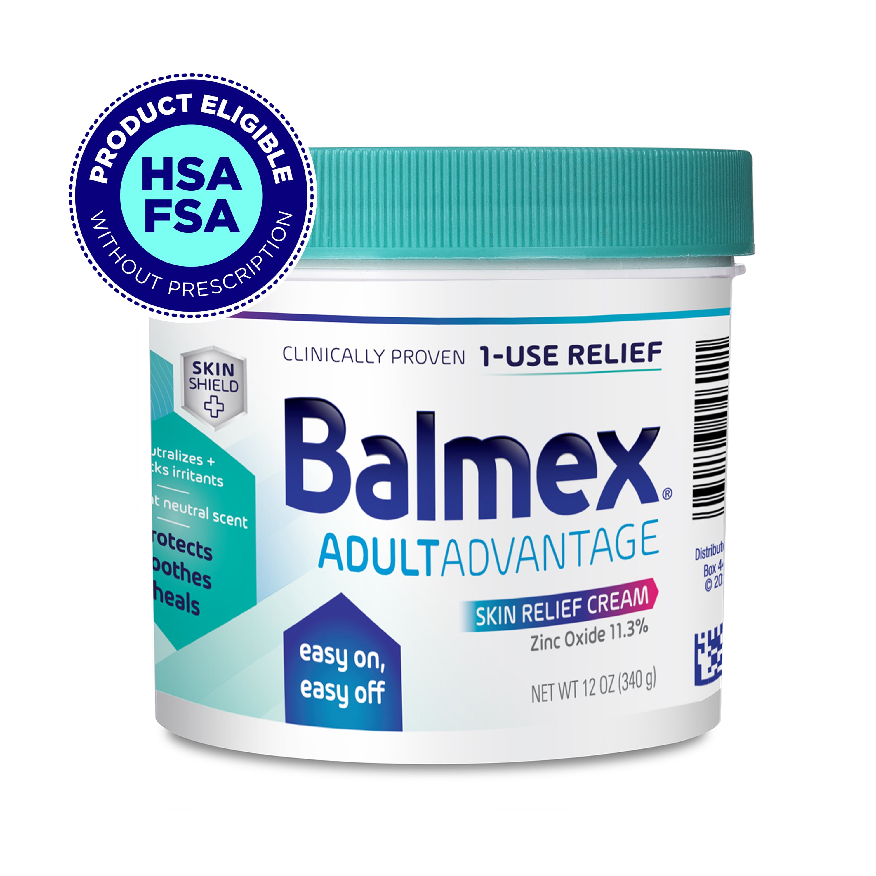 Balmex Adult Advantage B-Protected Skin Relief Cream, with SkinShield Technology to Protect, Soothe and Heal Sensitive Skin, 12oz