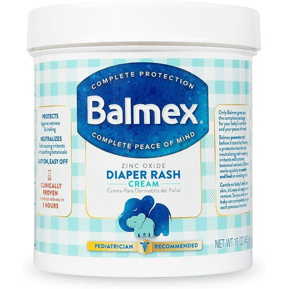 Balmex Complete Protection Zinc Oxide Diaper Rash Cream Jar, 16oz, 6-Pack