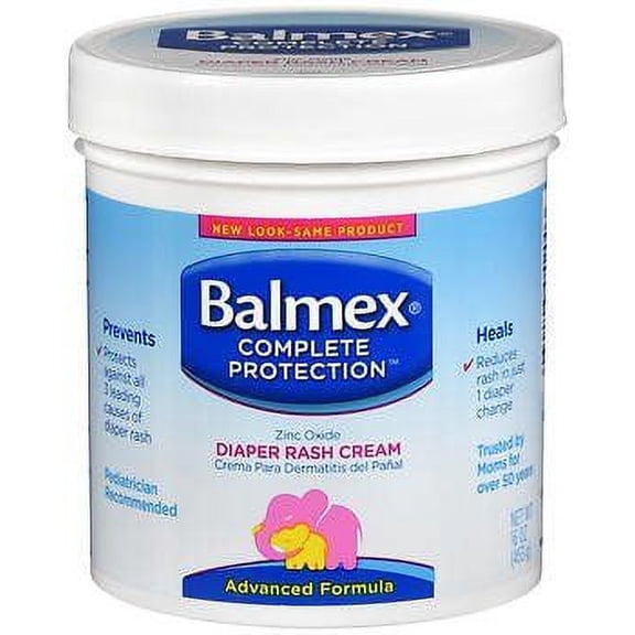 Balmex Fast-Acting Baby Diaper Rash Cream with Zinc Oxide + Soothing Botanicals, Pediatrician-Recommended, 16oz