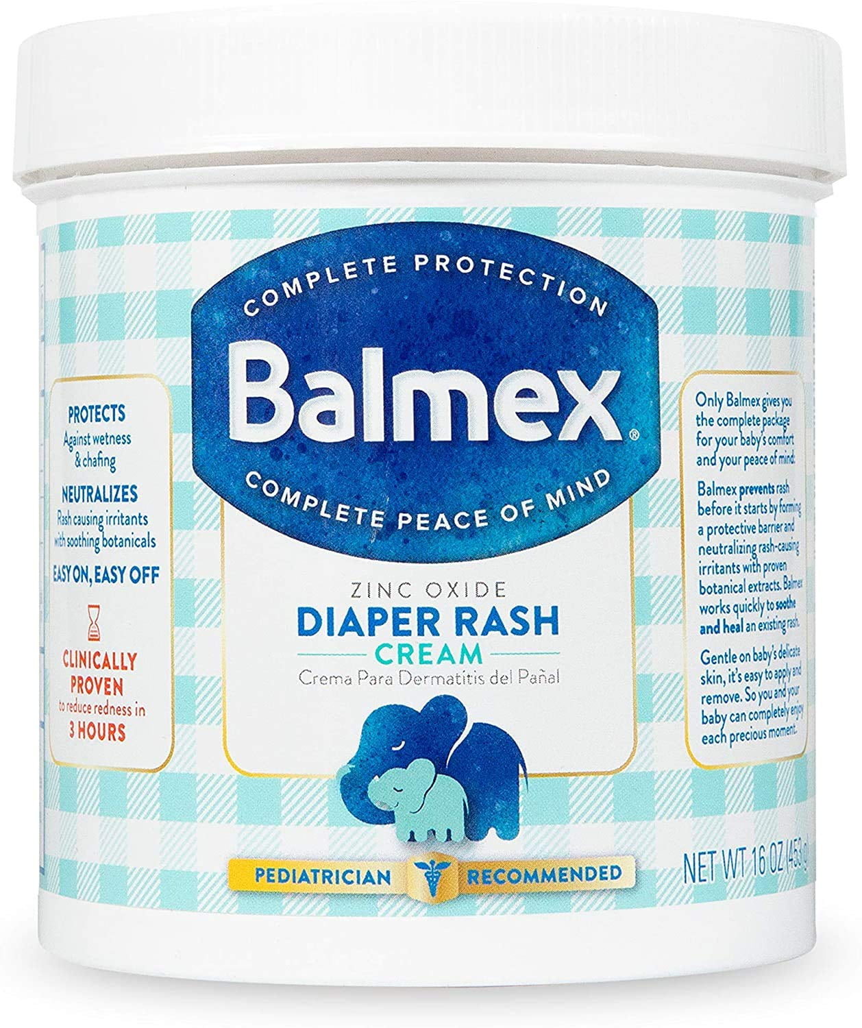 Balmex Diaper Rash Cream With Zinc Oxide 16 oz