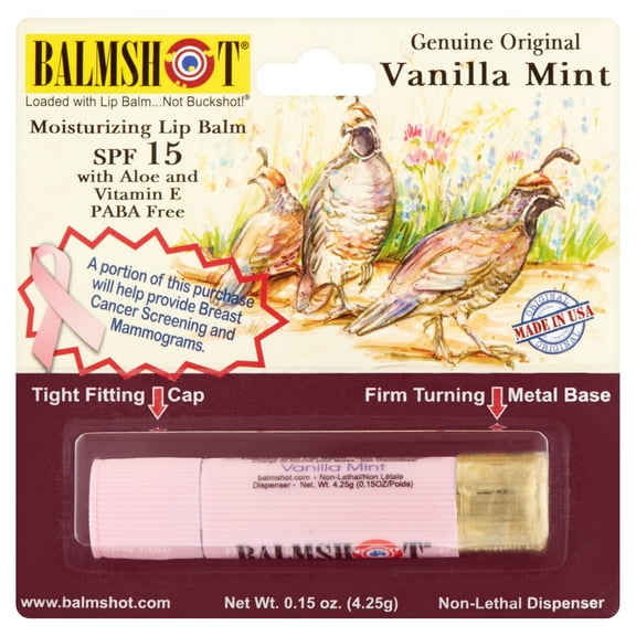 Balmshot Pure Pink Vanilla Mint Moisturizing Lip Balm, SPF 15, 0.15 oz