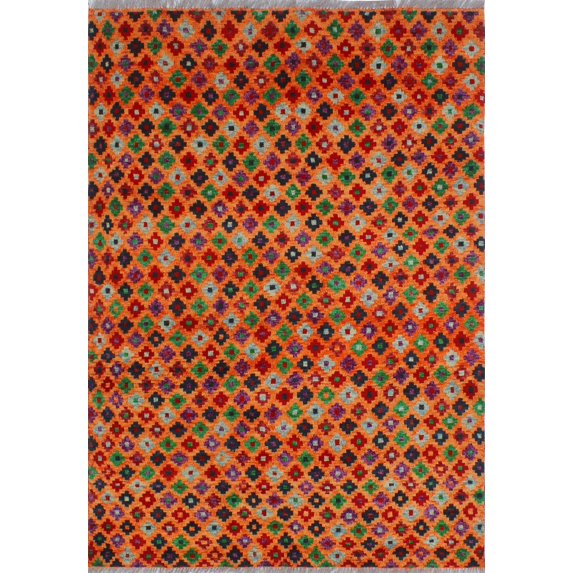 Balochi Marin Orange/Purple Rug, 4'8" x 6'6"