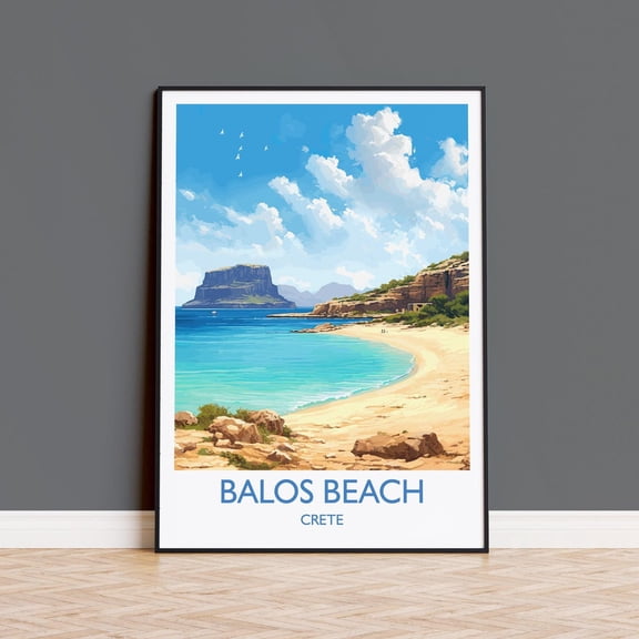 Balos Beach Travel Print Travel Poster Of Balos Beach Greece Gift Greek Islands Art Crete Gift Wall Art Print
