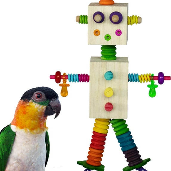Super Bird Creations SB1183 Balsa Bot Bird Toy - for Medium Size Bird, Made of Balsa Wood with Colorful Accessories - Parrots, Ringnecks, Medium Conures - Perfect Chew Toy for Parrots - 12 x 6.5