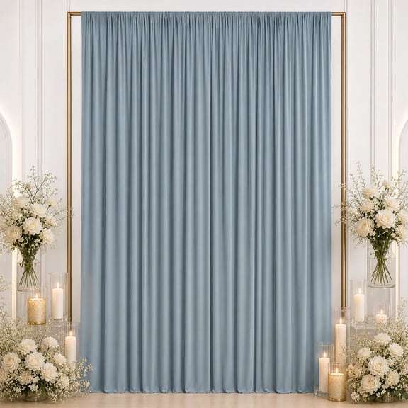 Balsa Circle 10 feet x 12 feet Dusty Blue Wrinkle-Free Spandex Backdrop Curtainwith Rod Pocket