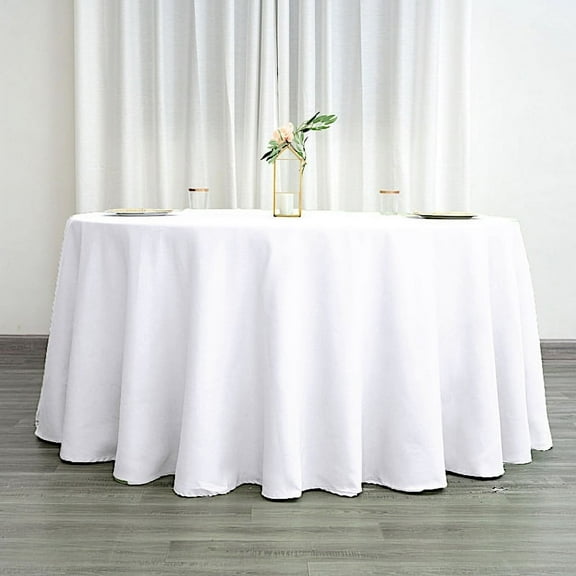 Balsa Circle 120" Round Polyester Tablecloth Wedding Table Linens - White