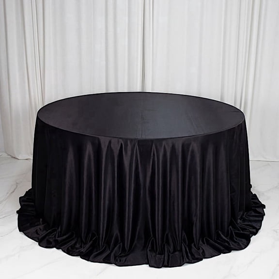 Balsa Circle 132" Black Round Premium Velvet Tablecloth Event Catering Linens Banquet