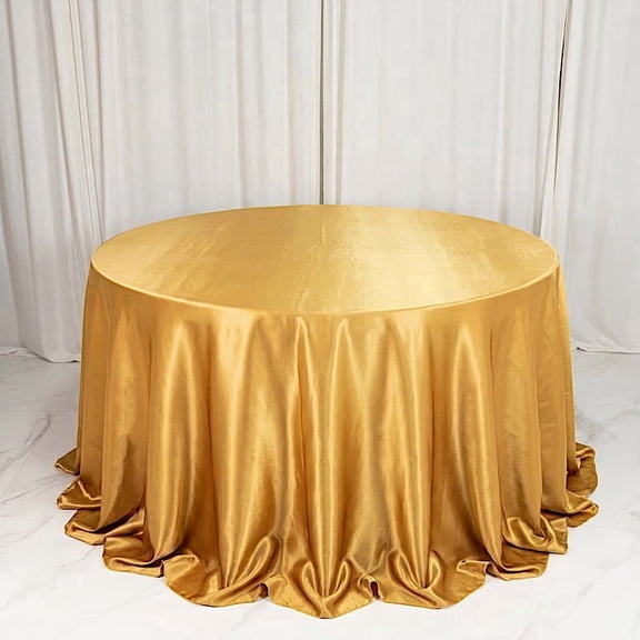 Balsa Circle 132" Gold Round Premium Velvet Tablecloth Event Catering Linens Banquet