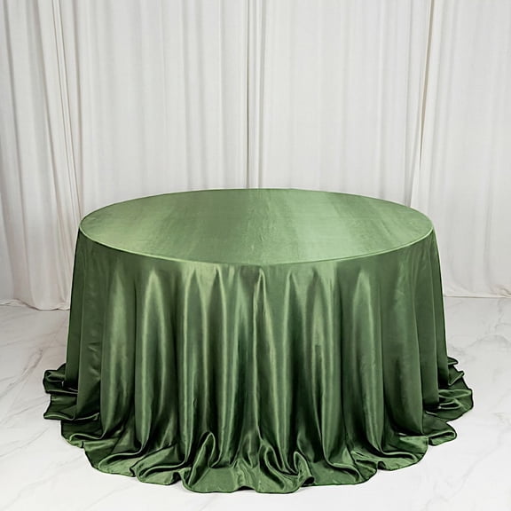 Balsa Circle 132" Olive Green Round Premium Velvet Tablecloth Event Catering Linens Banquet