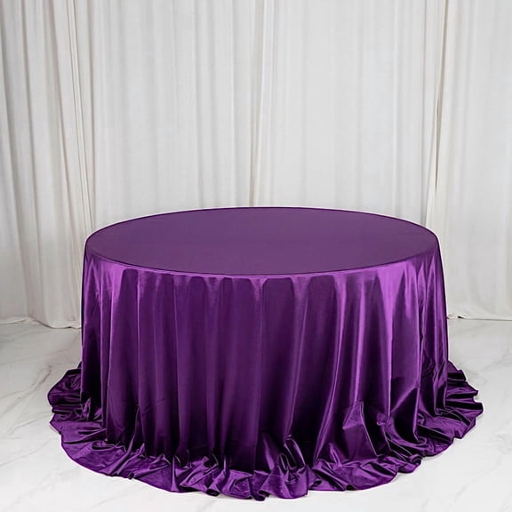 Balsa Circle 132" Purple Round Premium Velvet Tablecloth Event Catering Linens Banquet